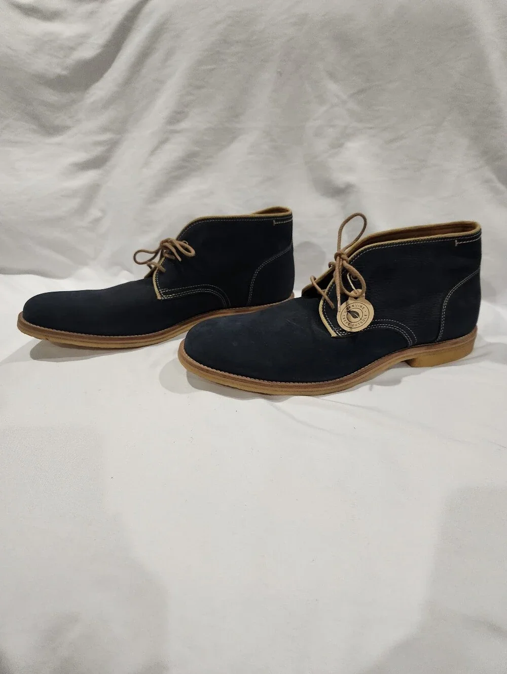Johnston & Murphy Navy Suede Leather Sheepskin Chukka Boots Size 12 NWOT